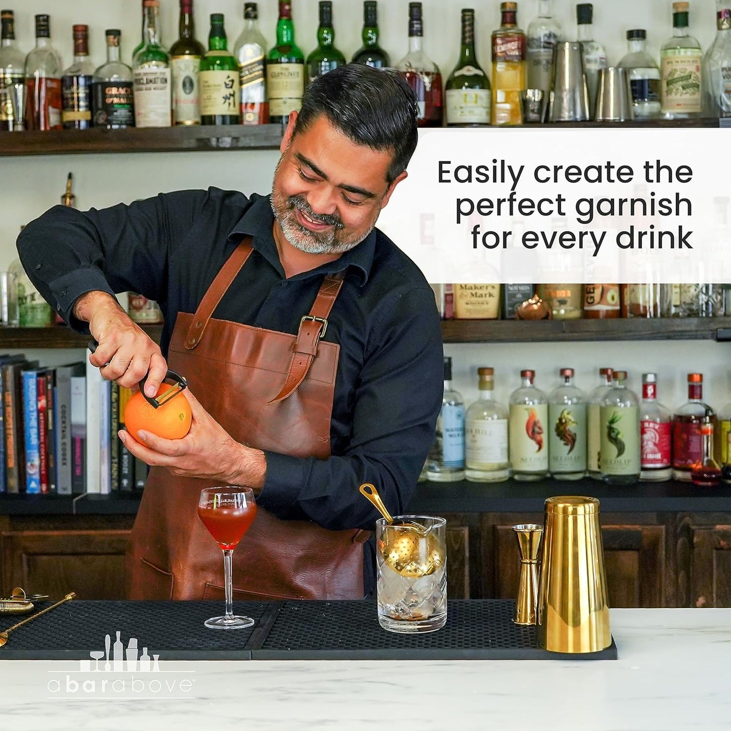 A Bar Above Gold Citrus Peeler, Stainless Steel Fruit Peeler for Garnishes, Cocktail Twists, Comfortable Grip Peeling Tool for Oranges, Lemons, Limes, Bartender Accessory, Kitchen Essentials, Silver
