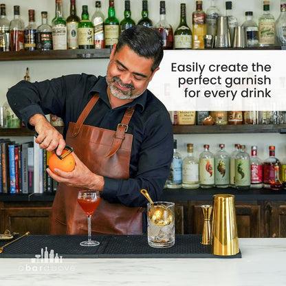 A Bar Above Gold Citrus Peeler, Stainless Steel Fruit Peeler for Garnishes, Cocktail Twists, Comfortable Grip Peeling Tool for Oranges, Lemons, Limes, Bartender Accessory, Kitchen Essentials, Silver