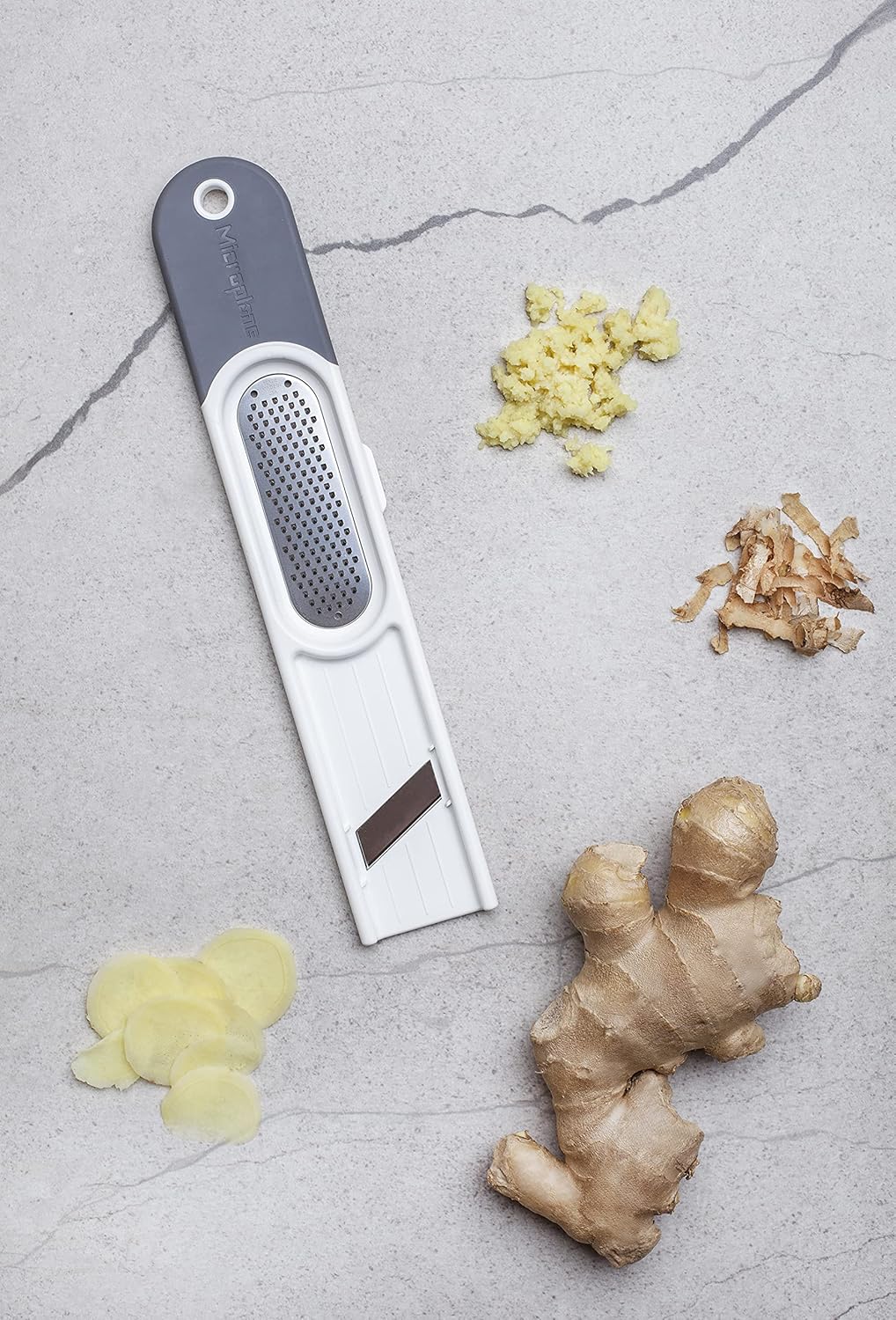 Microplane 3-in-1 Ginger Grater Tool - Black and Grey