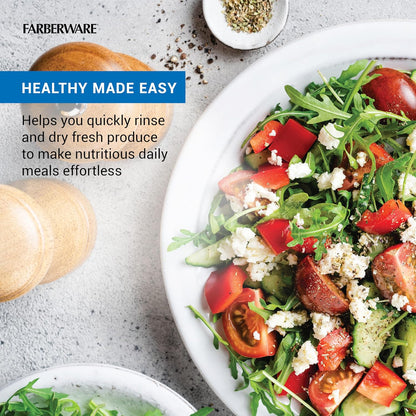 Farberware Easy to use pro Pump Spinner with Bowl, Colander and Built in draining System for Fresh, Crisp, Clean Salad and Produce, 6.6 quart, Green