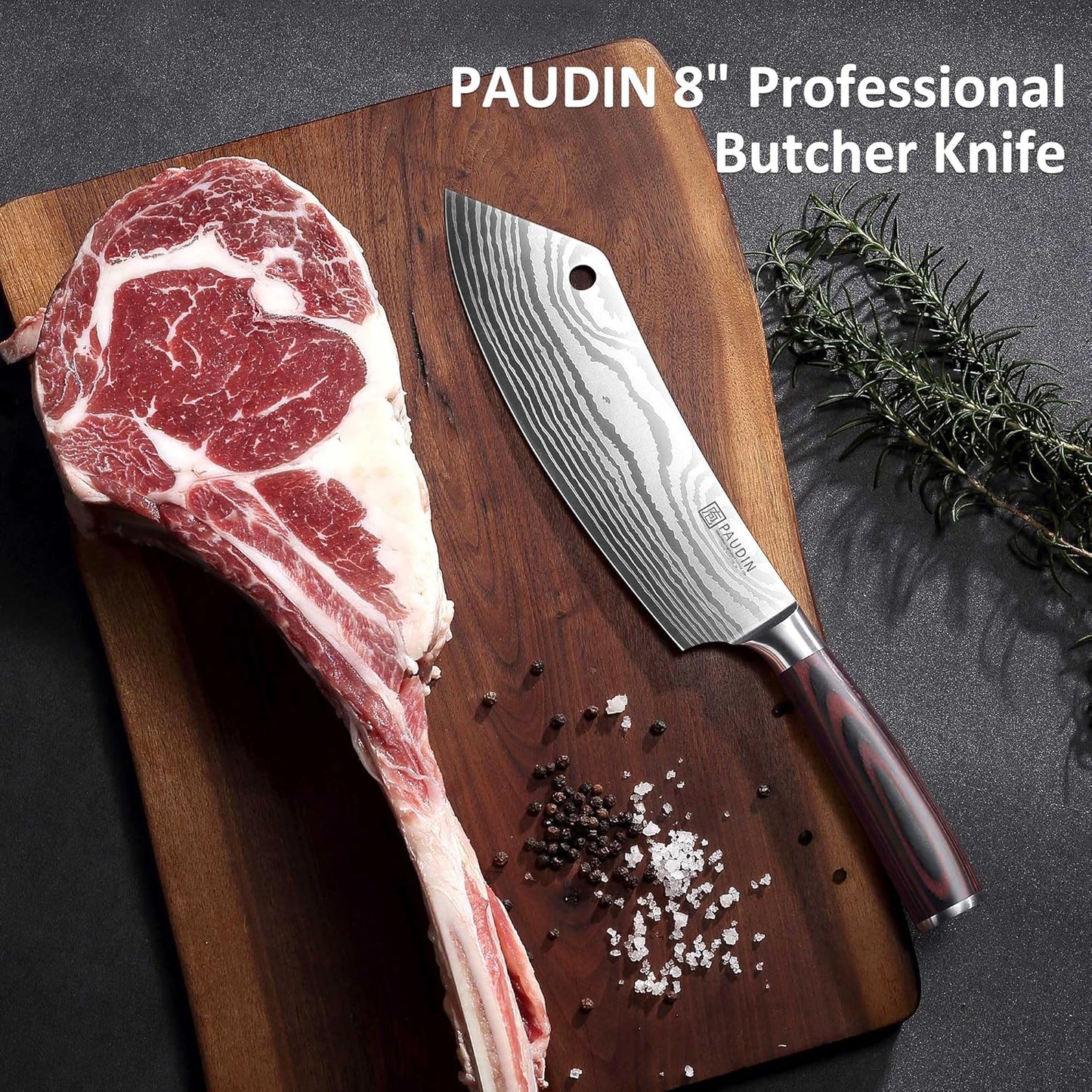 PAUDIN Tomato Knife, 5 inch Serrated Tomato Knives with Sheath, High Carbon Stainless Steel Tomato Slicer Knife for Smooth Cutting Slicing Vegetables and Fruits
