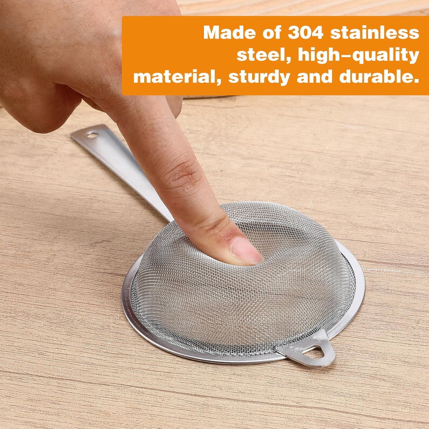 2 Pack Sieve Fine Mesh Stainless Steel, Mesh Strainer with Handle, Fine Meshes Strainers for Cooking Tea Food Strainer, 2 Sizes