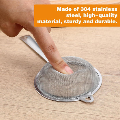 2 Pack Sieve Fine Mesh Stainless Steel, Mesh Strainer with Handle, Fine Meshes Strainers for Cooking Tea Food Strainer, 2 Sizes