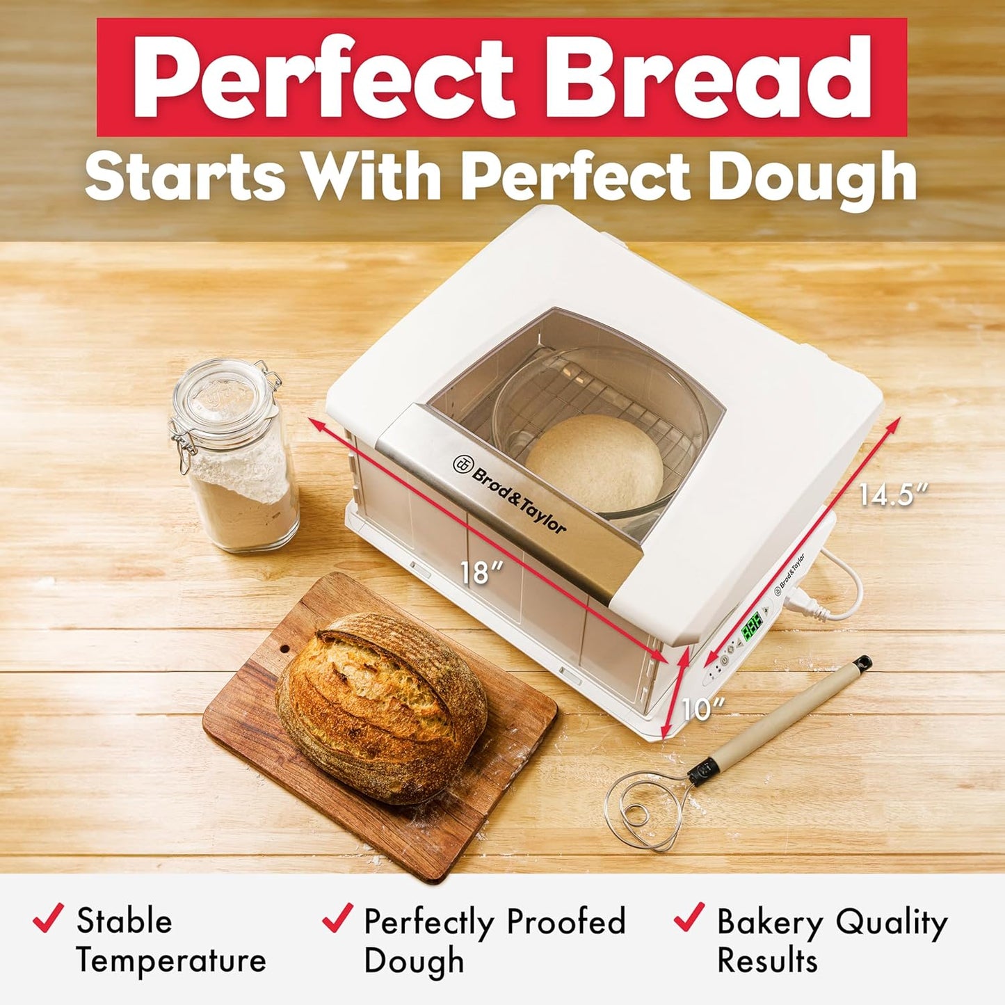 Brod & Taylor Folding Proofer + Dough Whisk (Bundle)