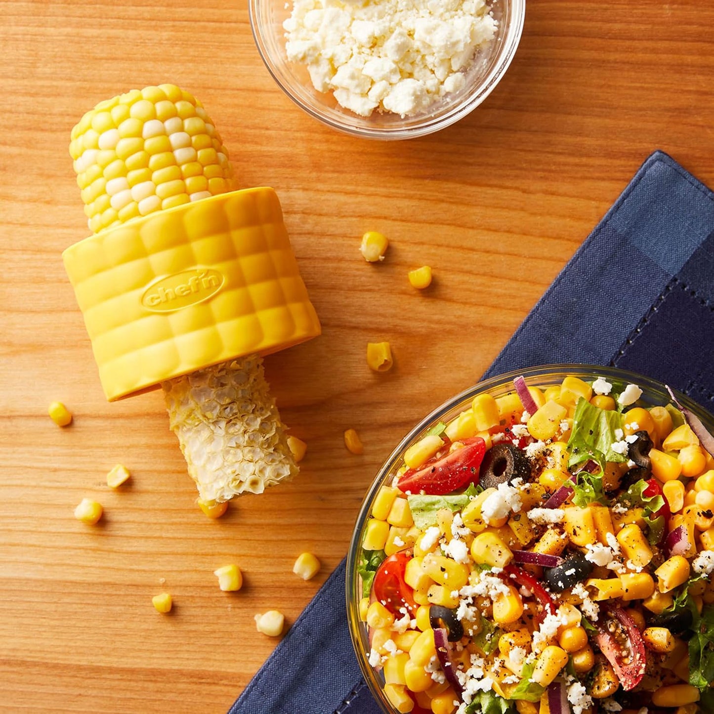 Chef’n Cob Plus Corn Stripper and Peeler for Corn on the Cob, Built-In Safety Pusher
