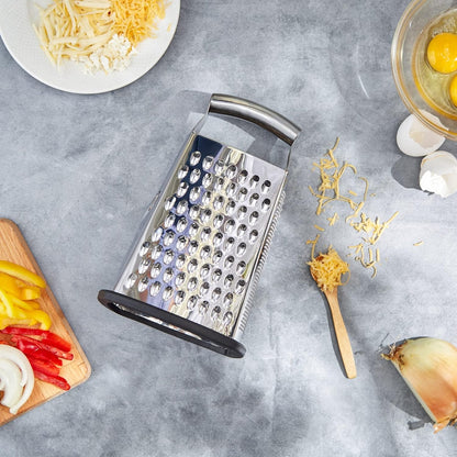 RSVP International Endurance Kitchen Collection Multi-Use Cheese Grater Handheld Potato Slicer Shredder for Hard & Soft Cheeses, Vegetables & Zesting, 6 x 5 x 9-3/4-Inch, Non-Slip Bottom