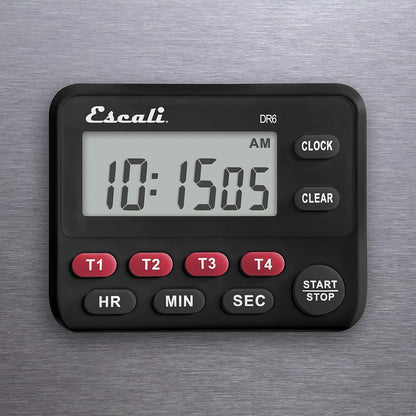 Escali Extra Loud Display Digital Kitchen Timer with Clock Mode, Recall Timer Magnetic Back