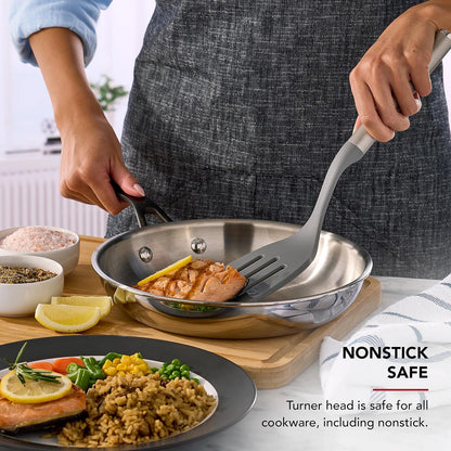KitchenAid Spoon Spatula with Curved Edges and Stainless Steel Handle, Nonstick Safe, Durable, Dishwasher Safe