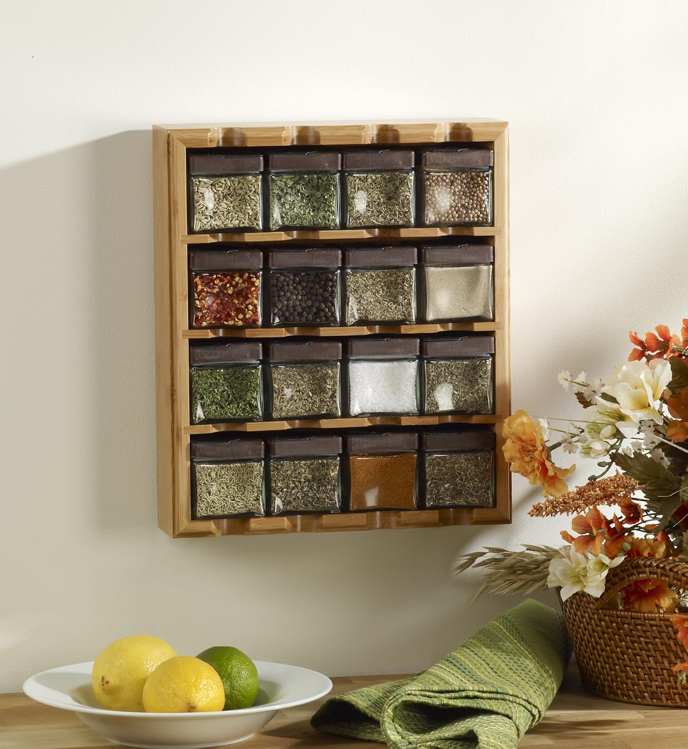 Kamenstein 16 Jar Heritage Revolving Countertop Spice Rack Organizer with Spices Included, FREE Spice Refills for 5 years, Brushed Stainless Steel with Black Caps | Revolving