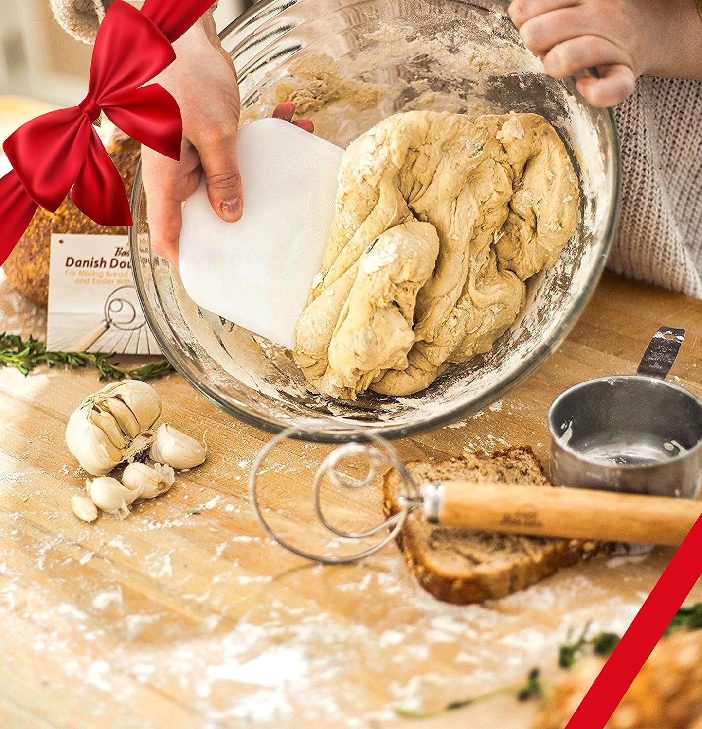 Danish Dough Whisk Bread Mixer - Hook Dutch Pizza Dough Making Bread Mixer Whisk Hooks Accessories Wisks - Great As A Gift