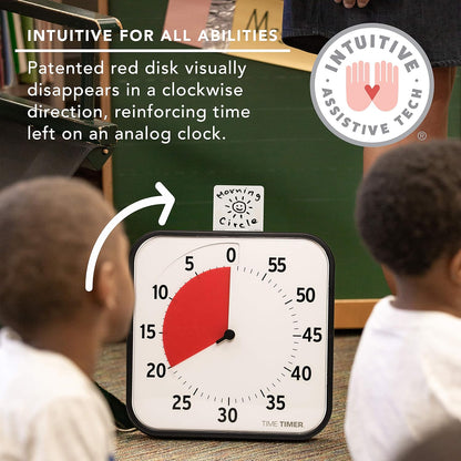 TIME TIMER 8 inch Visual Timer - 60 Minute Kids Desk Countdown Clock with Dry Erase Activity Card, Also Magnetic - for Kids Classroom, Homeschooling Study Tool, Task Reminder, Home and Kitchen Timer