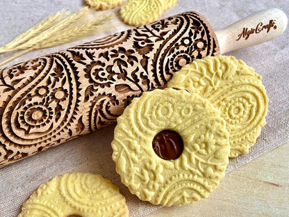 BEEHIVE Embossing Rolling Pin with Pattern. Laser Engraved Embossing Dough Roller for Homemade Cookies and Pottery by Algis Crafts