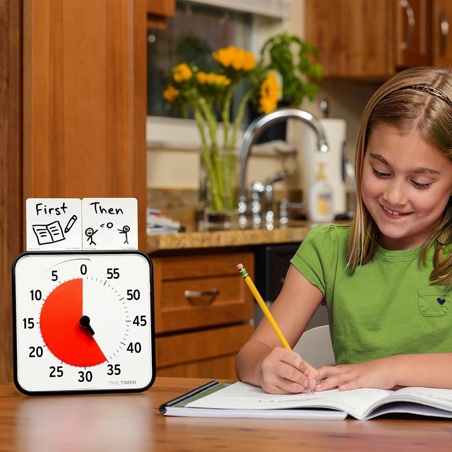 TIME TIMER 8 inch Visual Timer - 60 Minute Kids Desk Countdown Clock with Dry Erase Activity Card, Also Magnetic - for Kids Classroom, Homeschooling Study Tool, Task Reminder, Home and Kitchen Timer