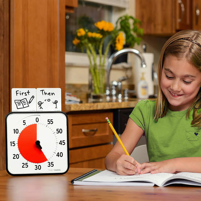 TIME TIMER 8 inch Visual Timer - 60 Minute Kids Desk Countdown Clock with Dry Erase Activity Card, Also Magnetic - for Kids Classroom, Homeschooling Study Tool, Task Reminder, Home and Kitchen Timer
