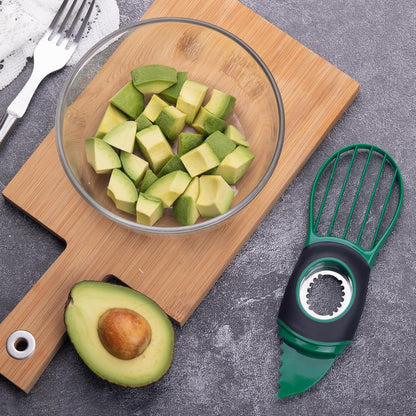 Linoroso Avocado Slicer Tool Kitchen Avocado Knife Set, Good Grips 3-in-1 Avocado Tool with Avocado cutter slicer, Avocado Pit Remover, Avocado Peeler with Cover, Green