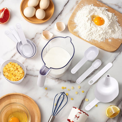 COOK WITH COLOR Measuring Cup Set - 9 PC. Nesting Stackable Liquid Measure Cup, Dry Measuring Cups and Spoons with Funnel and Scraper (Pastel)