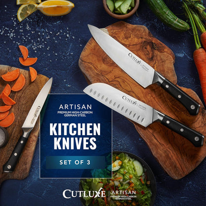Cutluxe Kitchen Knives, 5 Pcs Chef's Knife Set – Razor Sharp German Steel, Full Tang, Ergonomic Handles – Artisan Series