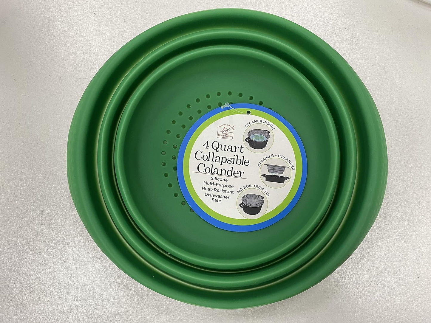Better Houseware 4-Quart Silicone Collapsible Colander - Green