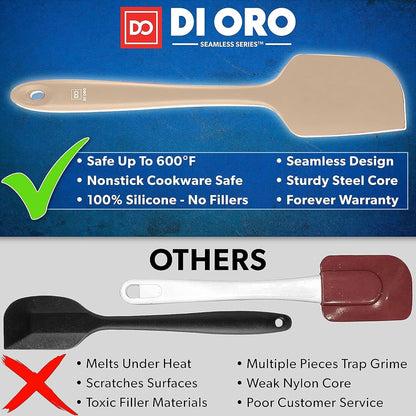 DI ORO Silicone Spatula Set - Rubber Kitchen Spatulas for Baking, Cooking, & Mixing - 600°F Heat-Resistant & BPA Free Silicone Scraper Spatulas for Nonstick Cookware - Dishwasher Safe (4pc, Black)
