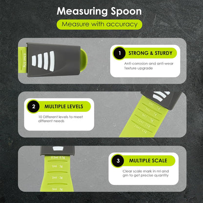 GOCHA Double-Ended Adjustable Measuring Spoon - 9-in-1 Kitchen Tool with Precision Scales (0.5-13ml/g) - Space-Saving Design for Dry & Liquid Ingredients (Black Green)