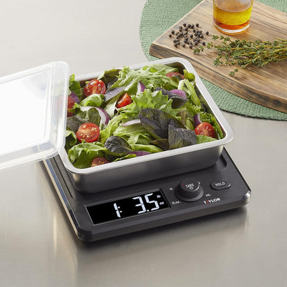 Taylor Waterproof Digital Kitchen Scale, 11 pounds, Black