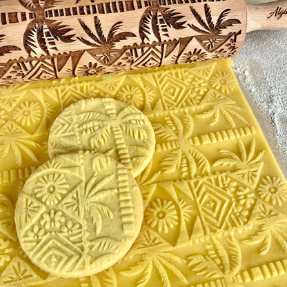 SAKURA TREE Embossing Rolling Pin with Blooming Sakura Flowers Pattern. Dough and Clay Roller for Embossed Cookies Fondant Pottery. Cookie and Ceramic Stamp. Backing Gifts for Women by Algis Crafts