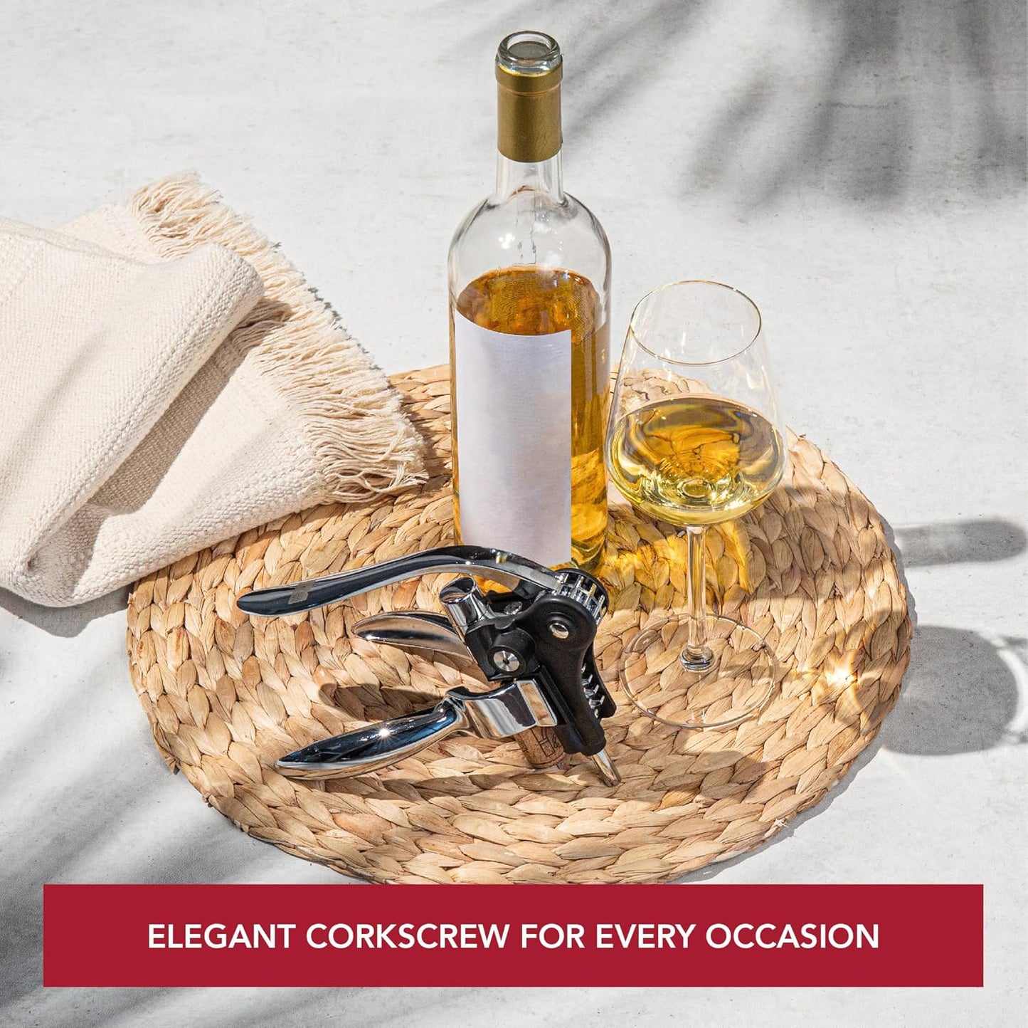 Vacu Vin Winged Corkscrew – Classic Two-Arm Wine Opener with Built-In Bottle Opener – Easy Cork Removal – Durable, Ergonomic Wine Bottle Opener – Ideal for Home, Kitchen & Bar Use