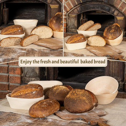 CRISS ELITE 11" Oval Banneton Proofing Basket Set of 2 - Sourdough Starter Kit with Bread Lame, Danish Whisk, Metal & Bowl Scrapers, Cleaning Brush - Professional Artisan Baker Gift Set