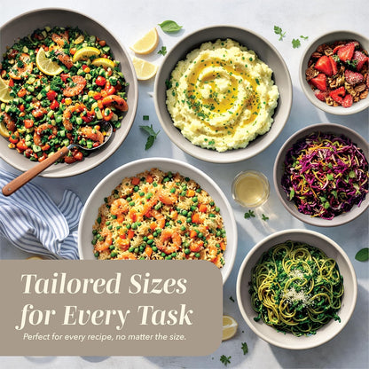 COOK WITH COLOR Mixing Bowls with Lids - 12 Piece Plastic Nesting Bowls Set includes 6 Prep Bowls and 6 Lids, Microwave Safe Mixing Bowl Set, Sage Embossed - Colors A
