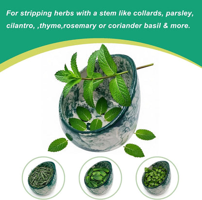 Pottery Blue Handmade Herb Stripper Bowl Kitchen Tool for Efficient Parsley, Basil, Rosemary, Thyme, Mint Leaf Removal & Stripping ,Ceramic Stylish Serving Dish for Berries Nuts Dips Fruits Snacks