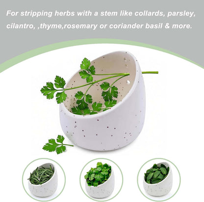 Pottery Blue Handmade Herb Stripper Bowl Kitchen Tool for Efficient Parsley, Basil, Rosemary, Thyme, Mint Leaf Removal & Stripping ,Ceramic Stylish Serving Dish for Berries Nuts Dips Fruits Snacks