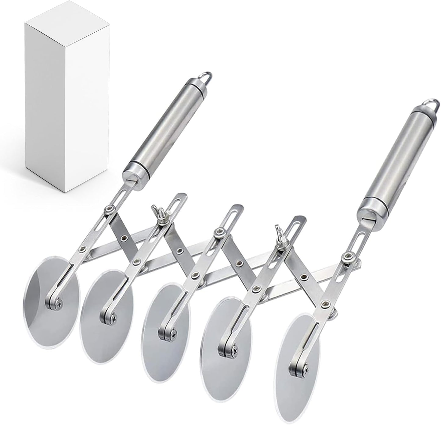 5-Wheel Professional Pastry Cutter - Stainless Steel Pizza & Dough Tool, Multi-Use Kitchen Utensil for Baking, Lattice Cutting, Cookie Dividing - Heavy Duty Pastry Wheel with Ergonomic Handle