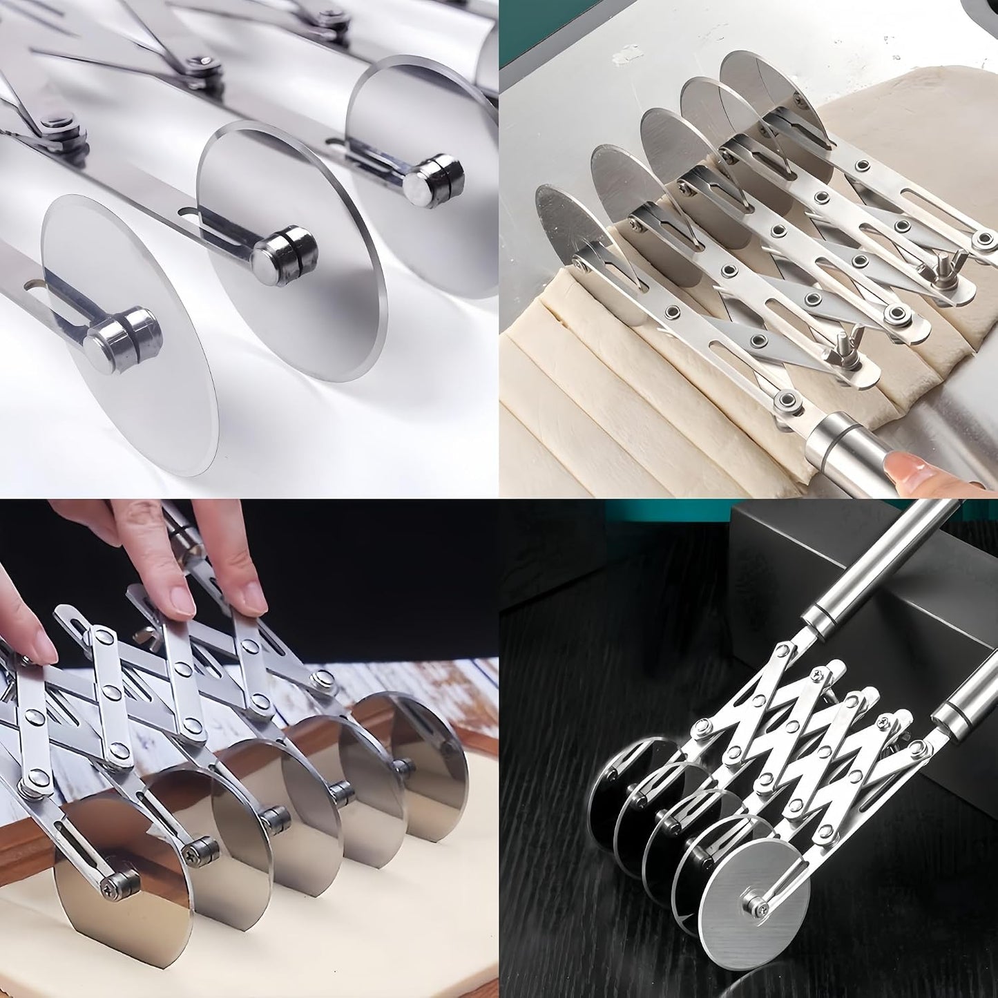 5-Wheel Professional Pastry Cutter - Stainless Steel Pizza & Dough Tool, Multi-Use Kitchen Utensil for Baking, Lattice Cutting, Cookie Dividing - Heavy Duty Pastry Wheel with Ergonomic Handle