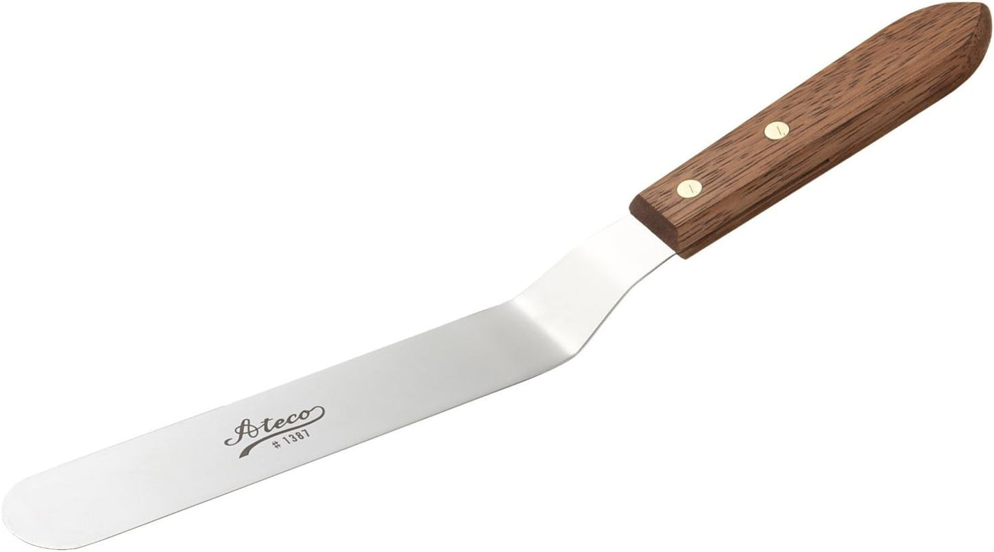 Offset Spatula with 7.63-Inch Stainless Steel Blade, Wood Handle, Silver