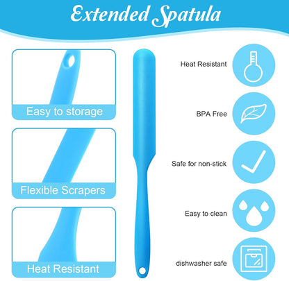24 Pcs Silicone Jar Spatula Set Heat Resistant Silicone Jar Spatula Flexible Non Stick Jam Spatula with Long Handle Mixing Batter Scraper for Butter Cake Cream Icing Cooking Kitchen Baking