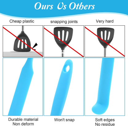 24 Pcs Silicone Jar Spatula Set Heat Resistant Silicone Jar Spatula Flexible Non Stick Jam Spatula with Long Handle Mixing Batter Scraper for Butter Cake Cream Icing Cooking Kitchen Baking