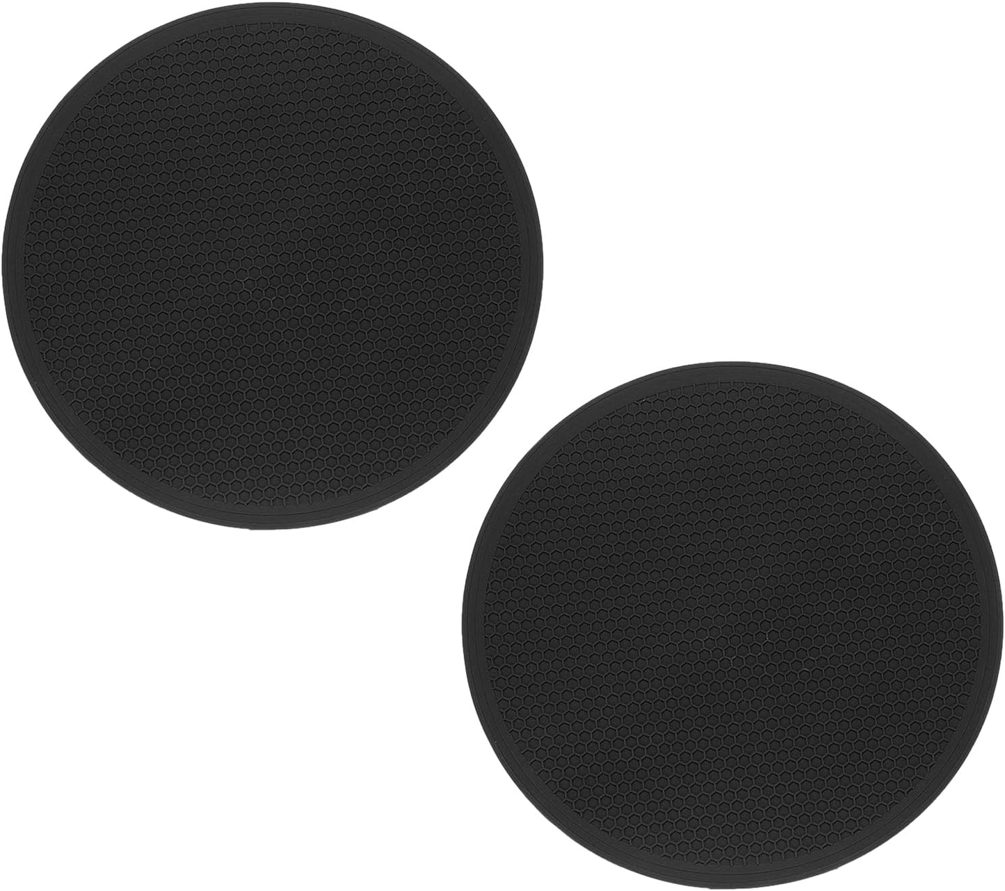 2pcs Silicone Trivet Mats 9.8" Dia Round Non-Slip Silicone Pot Holders for Hot Pots and Pans, Heat Resistant Hot Pads for Kitchen Hot Dishes Table Countertops, Black