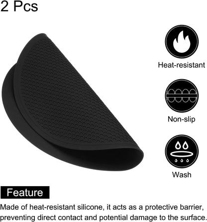 2pcs Silicone Trivet Mats 9.8" Dia Round Non-Slip Silicone Pot Holders for Hot Pots and Pans, Heat Resistant Hot Pads for Kitchen Hot Dishes Table Countertops, Black