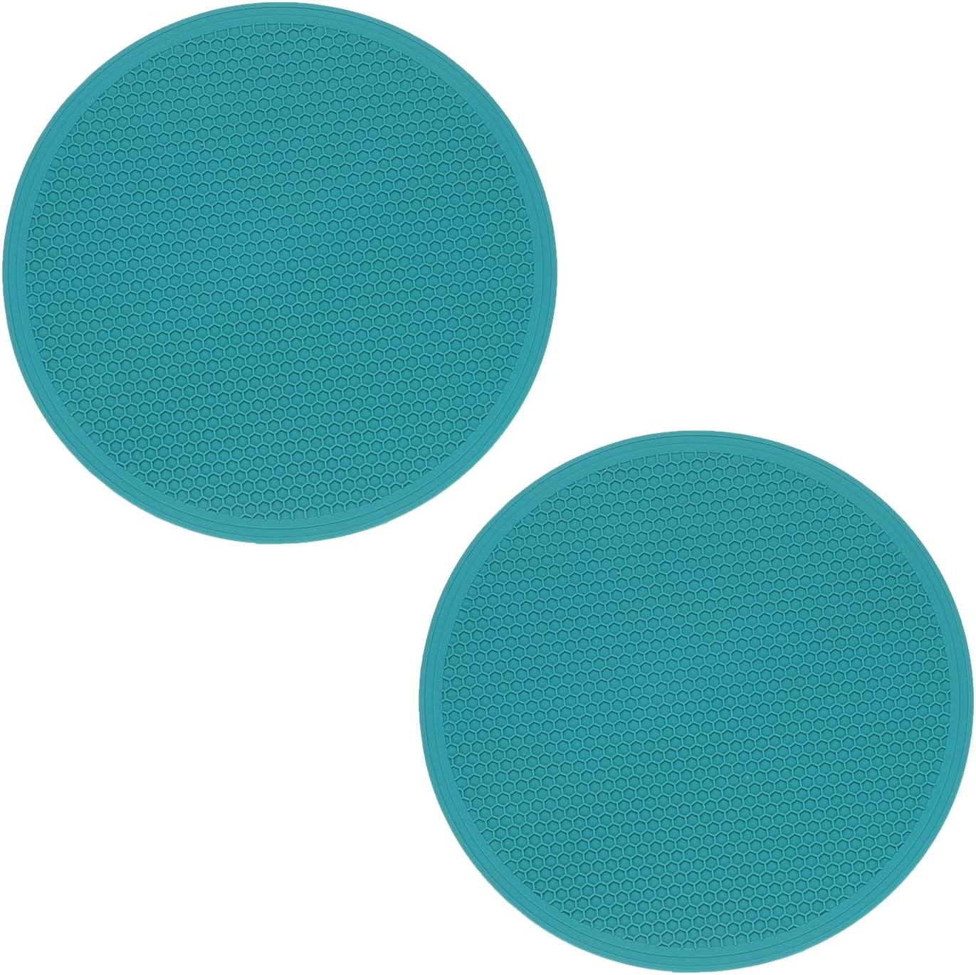 2pcs Silicone Trivet Mats 9.8" Dia Round Non-Slip Silicone Pot Holders for Hot Pots and Pans, Heat Resistant Hot Pads for Kitchen Hot Dishes Table Countertops, Black