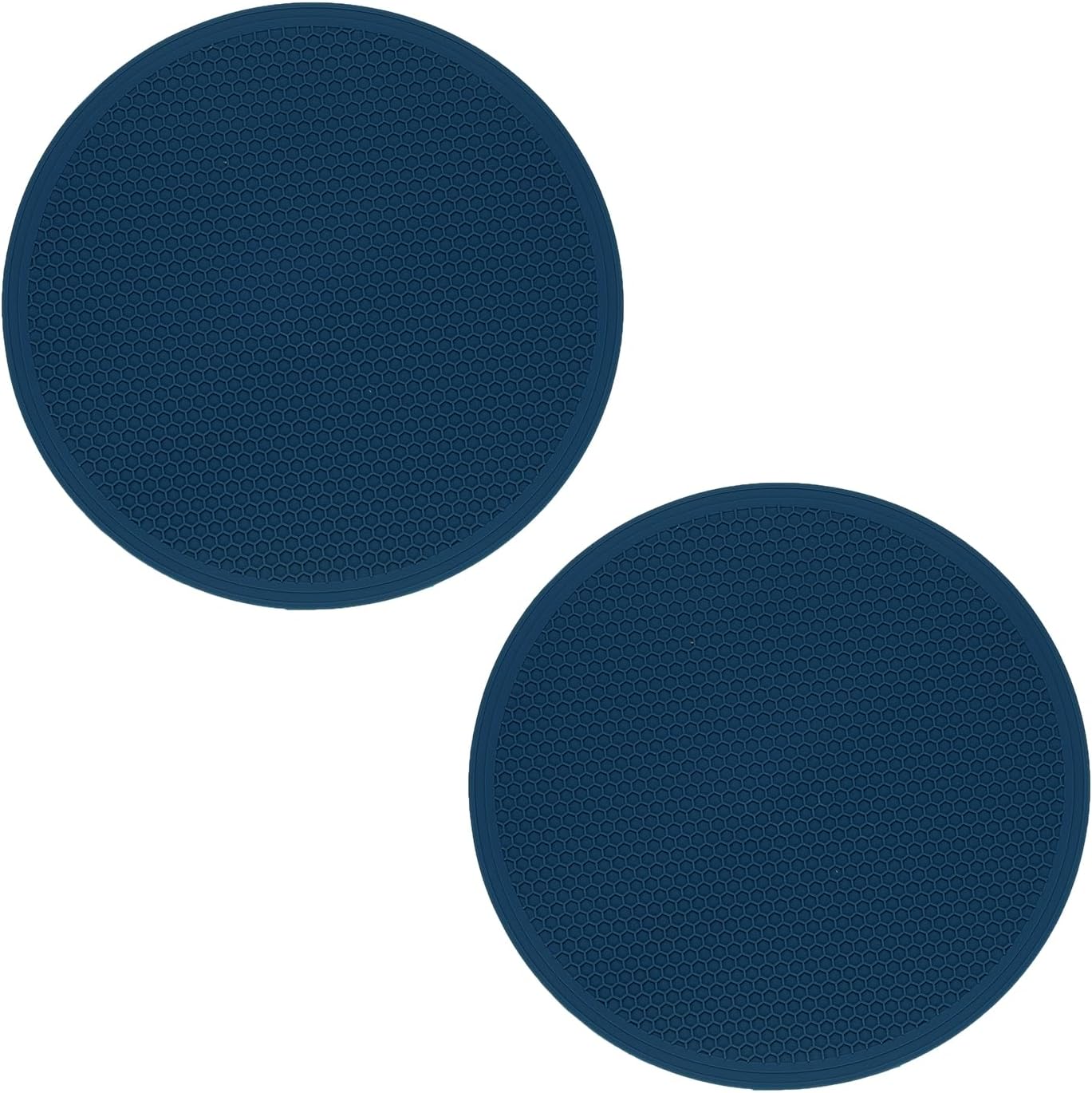 2pcs Silicone Trivet Mats 9.8" Dia Round Non-Slip Silicone Pot Holders for Hot Pots and Pans, Heat Resistant Hot Pads for Kitchen Hot Dishes Table Countertops, Black