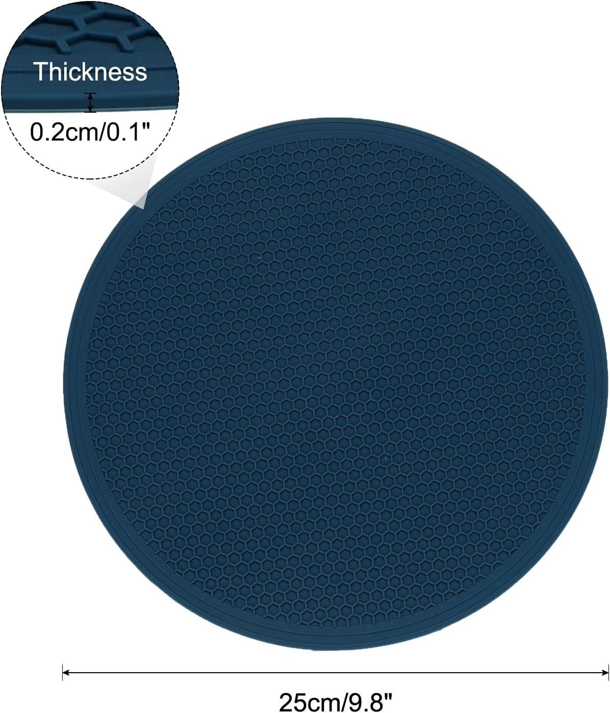 2pcs Silicone Trivet Mats 9.8" Dia Round Non-Slip Silicone Pot Holders for Hot Pots and Pans, Heat Resistant Hot Pads for Kitchen Hot Dishes Table Countertops, Black