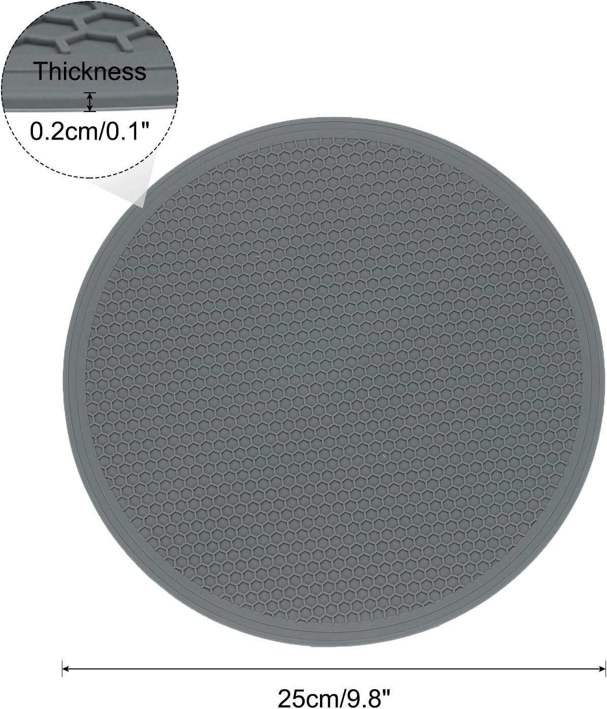 2pcs Silicone Trivet Mats 9.8" Dia Round Non-Slip Silicone Pot Holders for Hot Pots and Pans, Heat Resistant Hot Pads for Kitchen Hot Dishes Table Countertops, Black