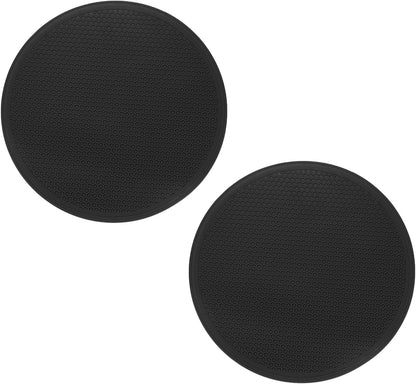 2pcs Silicone Trivet Mats 9.8" Dia Round Non-Slip Silicone Pot Holders for Hot Pots and Pans, Heat Resistant Hot Pads for Kitchen Hot Dishes Table Countertops, Black