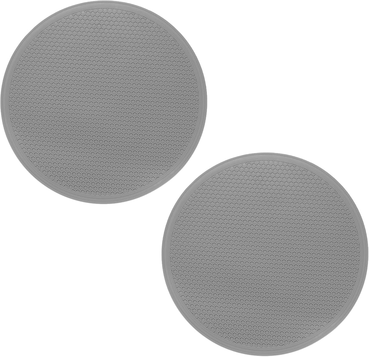 2pcs Silicone Trivet Mats 9.8" Dia Round Non-Slip Silicone Pot Holders for Hot Pots and Pans, Heat Resistant Hot Pads for Kitchen Hot Dishes Table Countertops, Black