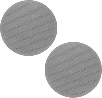 2pcs Silicone Trivet Mats 9.8" Dia Round Non-Slip Silicone Pot Holders for Hot Pots and Pans, Heat Resistant Hot Pads for Kitchen Hot Dishes Table Countertops, Black