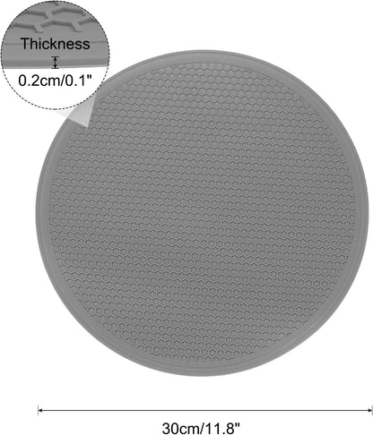 2pcs Silicone Trivet Mats 9.8" Dia Round Non-Slip Silicone Pot Holders for Hot Pots and Pans, Heat Resistant Hot Pads for Kitchen Hot Dishes Table Countertops, Black