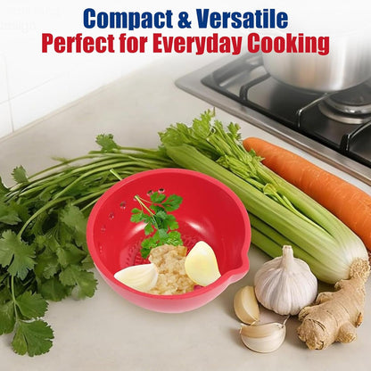 Herb Stripper And Garlic Grater Bowl, 2-in-1 Ceramic Stoneware Kitchen Tool, Handmade Garlic Grinding & Prep Bowl with 5 Hole Sizes & Integrated Grater Plate & Rinse Drain, Green 4.8 * 4.4 * 2in
