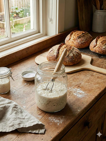 Jar Whisk | Stainless Steel with Wooden Handle | For Sourdough Starter, Peanut Butter, Almond Butter, Cashew Butter, Protein Shakes, Tahini, Yogurt, Sauces, Jams and Jellies, Honey and Pancake Batter
