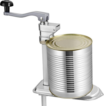 Commercial Can Opener, 18.9"/48cm Long, Stainless Steel Manual Table Can Opener for Up to 11.8"/30cm Tall, Fixed with Clamp or Screws, Ergonomic Swing Handle & One Spare Knife, for Restaurants
