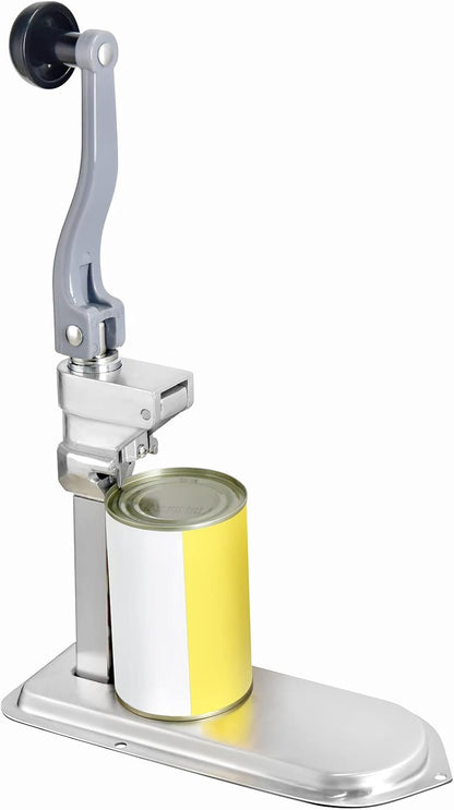 Commercial Can Opener, 18.9"/48cm Long, Stainless Steel Manual Table Can Opener for Up to 11.8"/30cm Tall, Fixed with Clamp or Screws, Ergonomic Swing Handle & One Spare Knife, for Restaurants